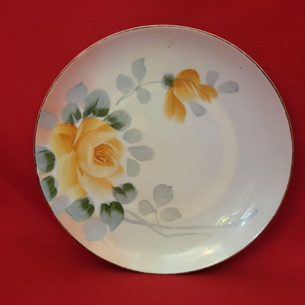 Vintage Yellow Roses Saucer Hand Painted Japan